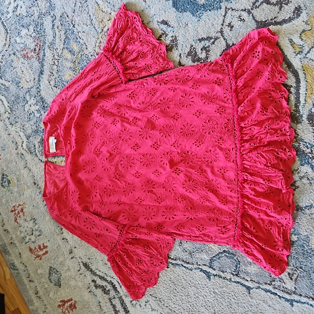 Anthropology Dani Tunic Eyelet Dress Size 14- PINK